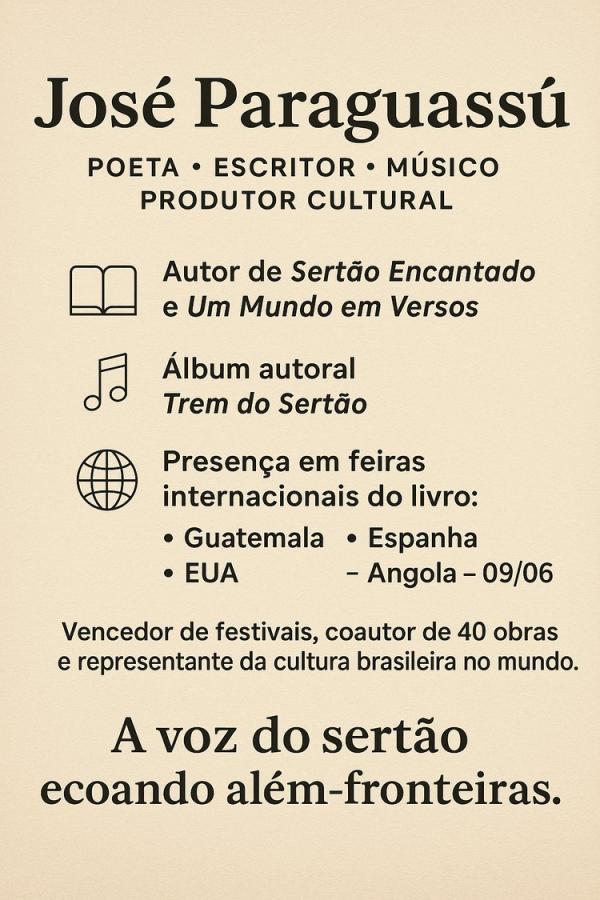  Jos&eacute; Paraguass&uacute; leva a for&ccedil;a da cultura brasileira ao mundo.(Imagem:Divulga&ccedil;&atilde;o)