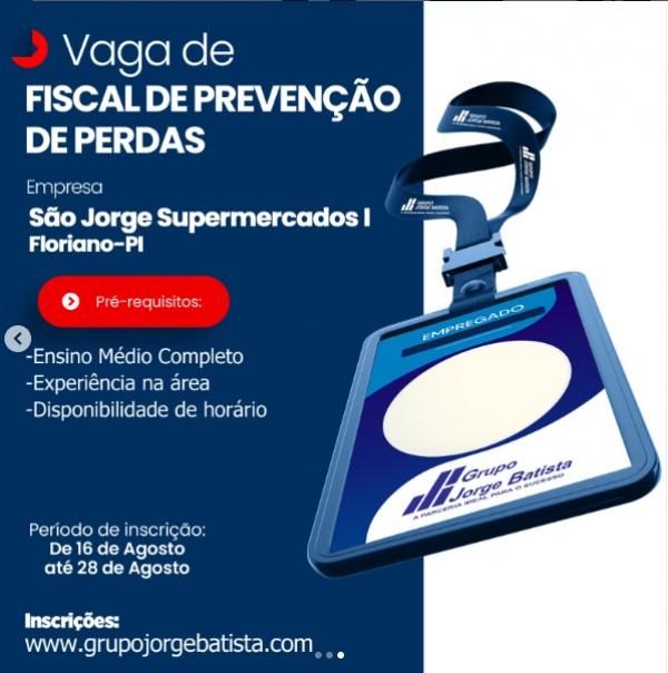 3. Vaga de Fiscal de Preven&ccedil;&atilde;o de Perdas - Empresa: S&atilde;o Jorge Supermercados I(Imagem:Reprodu&ccedil;&atilde;o/Instagram)