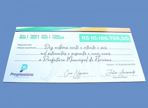 Representando o senador Ciro Nogueira, Joel Rodrigues entrega destinação de mais de 10 milhões para Floriano.(Imagem:Secom)