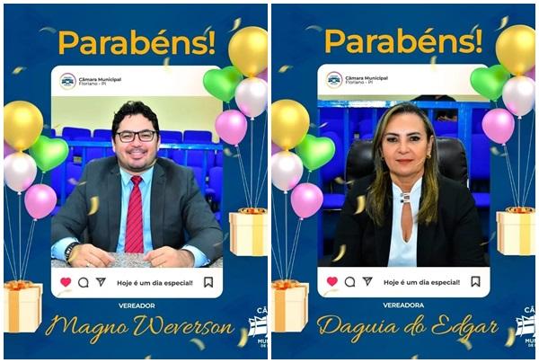 C&acirc;mara Municipal de Floriano parabeniza vereadores pelos seus anivers&aacute;rios.(Imagem:Reprodu&ccedil;&atilde;o/Instagram)