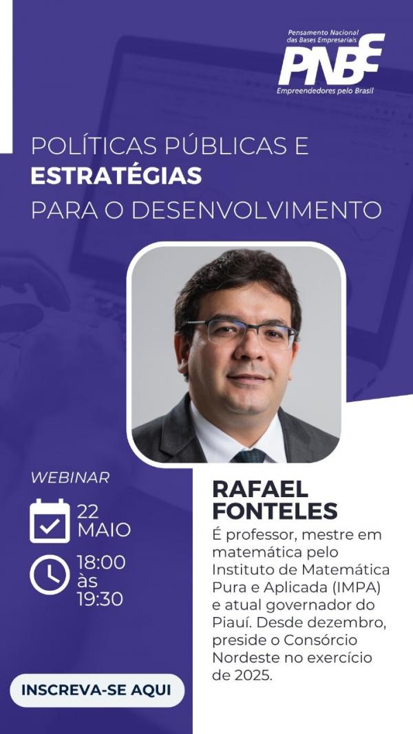 Rafael Fonteles apresenta ações de sucesso do Piauí em seminário online nesta quinta (22)(Imagem:Divulgação)