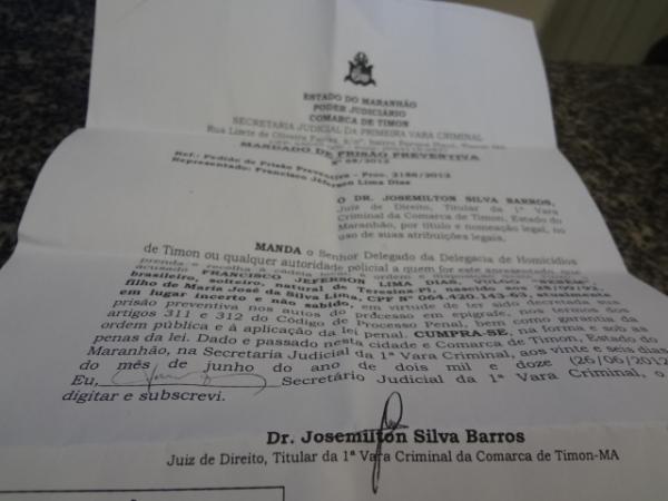 Policiais Civis de Timon cumprem mandado de prisão em Barão de Grajaú