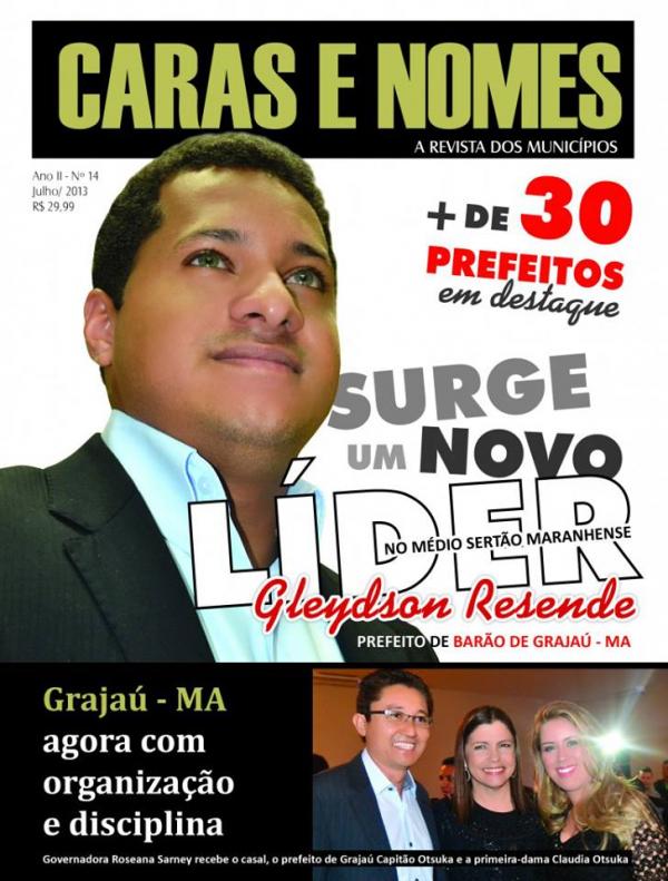 Prefeito Gleydson Resende &eacute; capa da 14&deg;edi&ccedil;&atilde;o da Revista CARAS E NOMES.(Imagem:Revista CARAS E NOMES)