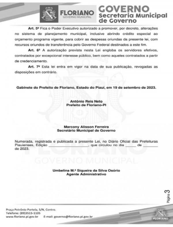 Lei garante complemento do piso salarial da Enfermagem em Floriano(Imagem: Divulga&ccedil;&atilde;o)