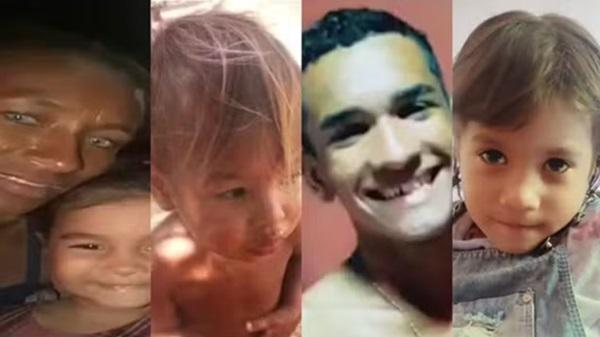 Da esq. para a dir.: Francisca Maria (m&atilde;e), Maria Lauane (filha), Igno Davi (filho), Manoel Leandro (irm&atilde;o) e Maria Gabriela (filha)(Imagem:Arquivo pessoal/Montagem)