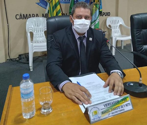  O vereador Manoel Evaristo de Paiva Neto, conhecido como Netinho (PSD).(Imagem:Reprodu&ccedil;&atilde;o )