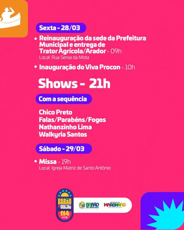  Bar&atilde;o de Graja&uacute; celebra 114 anos com programa&ccedil;&atilde;o especial(Imagem:Divulga&ccedil;&atilde;o)