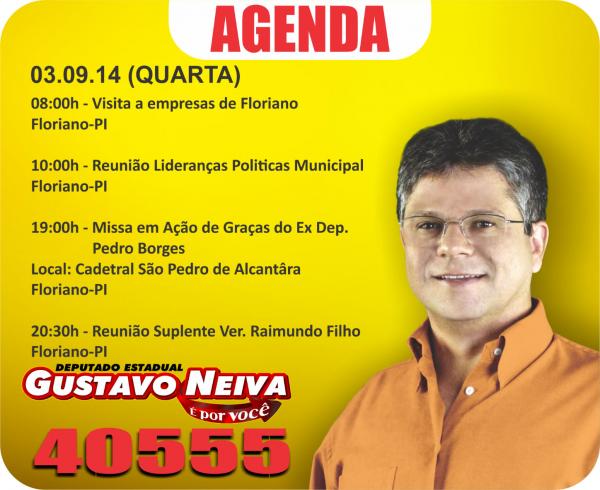 Confira a agenda do candidato Gustavo Neiva para esta quarta (3)(Imagem:Assessoria de Comunica&ccedil;&atilde;o)