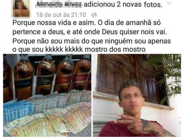 Jovem posta foto;ostentando; garrafas de bebida e dinheiro (Foto: Reprodu&ccedil;&atilde;o/Facebook)(Imagem:Divulga&ccedil;&atilde;o)