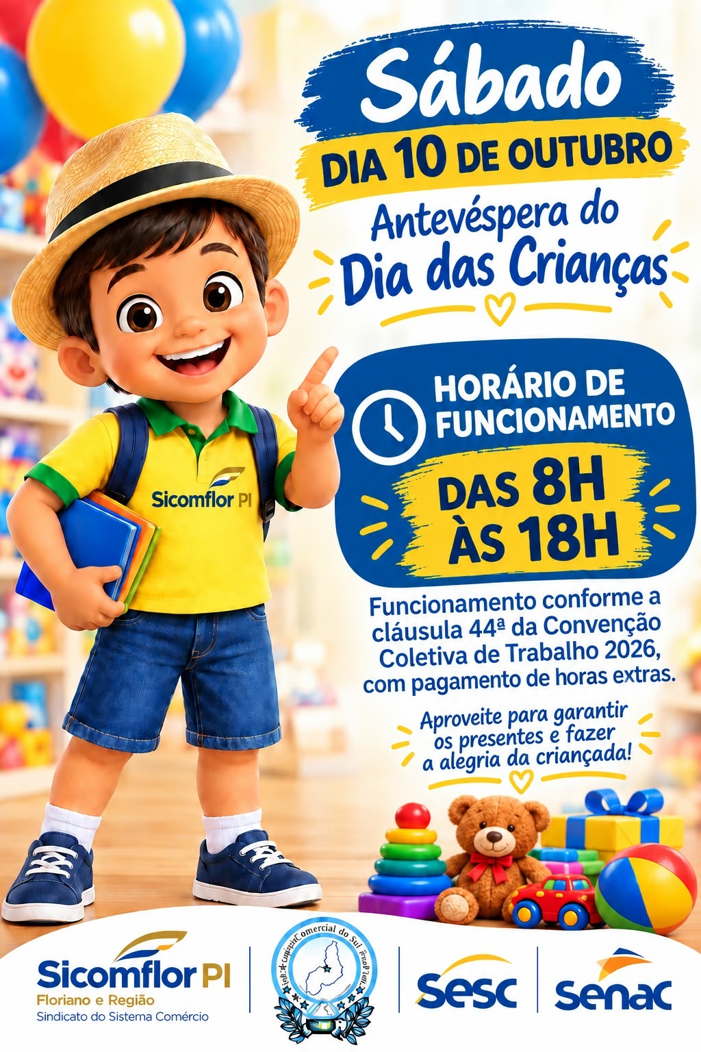 Comércio de Floriano funcionará até as 18h neste sábado (10), informa SICOMFLOR