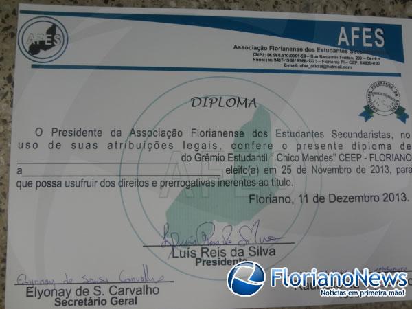 AFES realizou cerim&ocirc;nia de posse dos Gr&ecirc;mios Estudantis de Floriano.(Imagem:FlorianoNews)