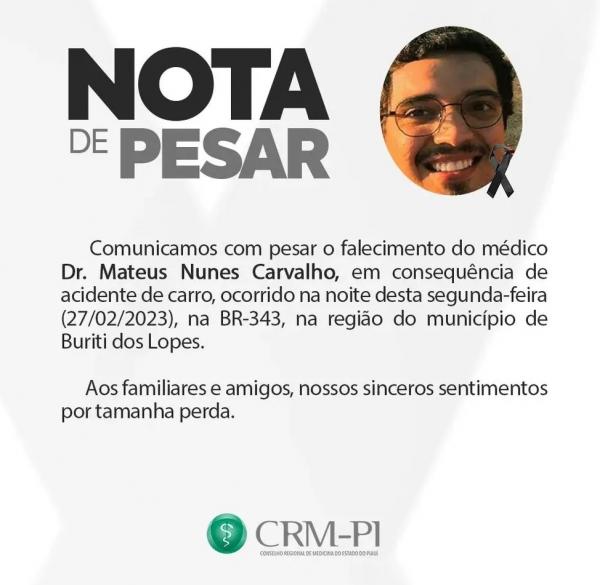  M&eacute;dico de 28 anos perde controle de carro e morre em acidente na BR-343, em Buriti dos Lopes.(Imagem:Reprodu&ccedil;&atilde;o )