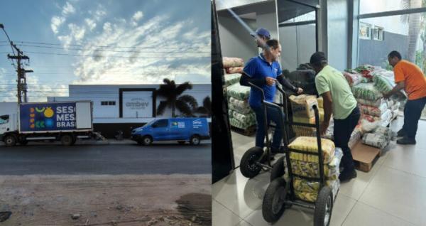 Empresa Asa Norte doa 14 toneladas de alimentos para Sesc Mesa Brasil em Parna&iacute;ba.(Imagem:Divulga&ccedil;&atilde;o)