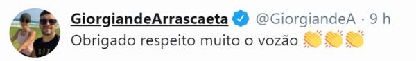 Em publica&ccedil;&atilde;o nas redes sociais, Arrascaeta agradeceu &agrave; rea&ccedil;&atilde;o da torcida do Cear&aacute;.(Imagem:Divulga&ccedil;&atilde;o)